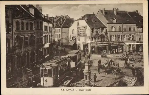 Ak Saint Avold Sankt Avold Lothringen Moselle, Marktplatz, Straßenbahn