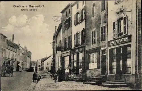 Ak Bouzonville Busendorf Lothringen Moselle, Große Straße, Restauration