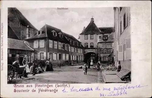 Ak Fénétrange Finstingen Lothringen Moselle, Straßenpartie, Passanten