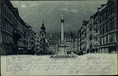 Mondschein Ak Innsbruck in Tirol, Maria-Theresien-Straße