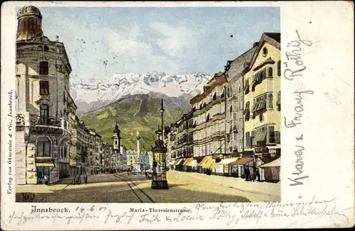 Ak Innsbruck in Tirol, Maria-Theresien-Straße, Litfaßsäule