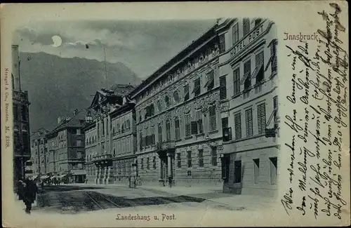 Mondschein Ak Innsbruck in Tirol, Landeshaus, Post