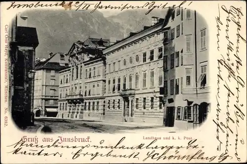 Ak Innsbruck in Tirol, Landhaus und k. k. Post