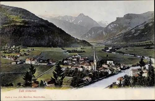Ak Zell am Ziller in Tirol, Totalansicht