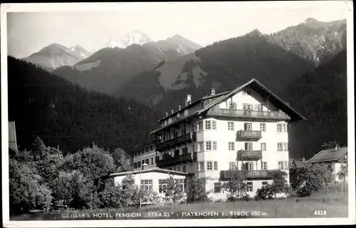 Ak Mayrhofen im Zillertal Tirol, Geisler's Hotel-Pension Strass