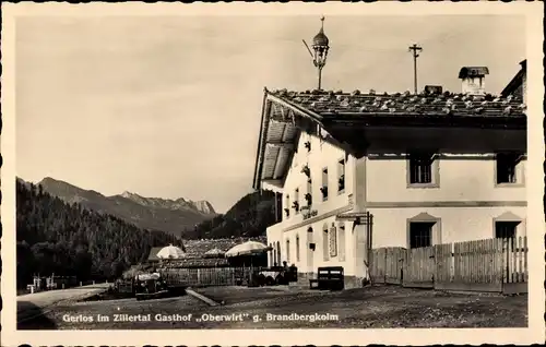 Ak Gerlos im Zillertal Tirol, Gasthof Oberwirt gegen Brandbergkolm