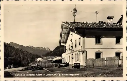 Ak Gerlos im Zillertal Tirol, Gasthof Oberwirt gegen Brandbergkolm