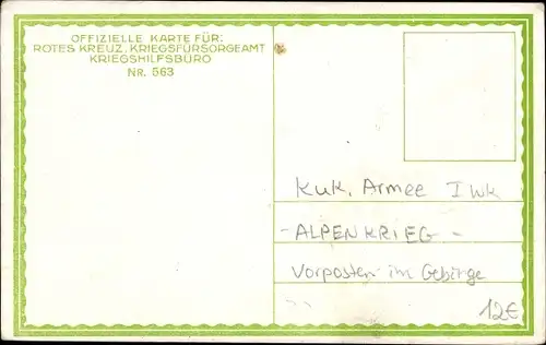 Künstler Ak Schuster, Karl M., Auf Vorposten, KuK Armee, Alpenkrieg, I WK