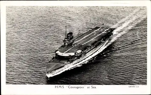 Ak Britisches Kriegsschiff, HMS Courageous, Flugzeugträger