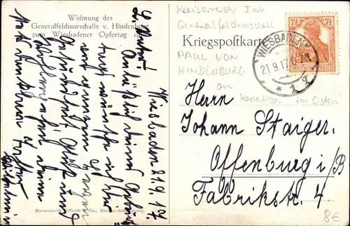 Ak Generalfeldmarschall Paul von Hindenburg, Portrait am Kartentisch, Eisernes Kreuz