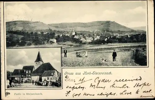 Ak Steinreinach Korb in Württemberg, Gesamtansicht, Teilansicht