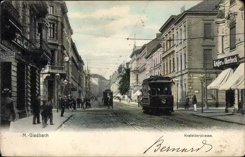 Ak Mönchengladbach am Niederrhein, Krefelder Straße, Straßenbahn