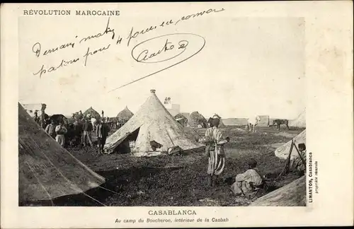 Ak Casablanca Marokko, Au camp du Boucheron, Interieur de la Casbah