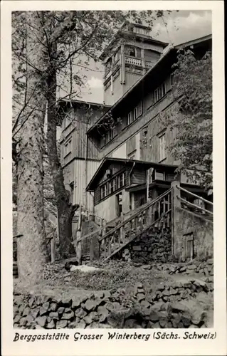 Ak Ostrau Bad Schandau Sächsische Schweiz, Berggaststätte Großer Winterberg
