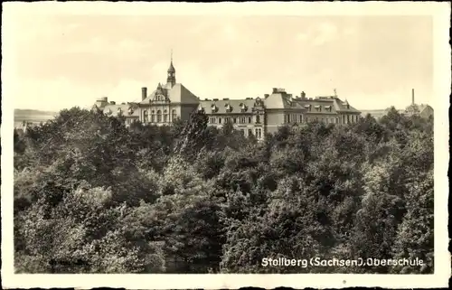 Ak Stollberg im Erzgebirge, Blick auf die Oberschule, Wald