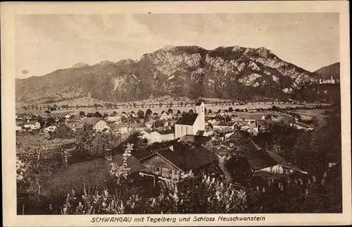 Ak Schwangau im Ostallgäu, Ort mit Tegelberg und Schloss Neuschwanstein