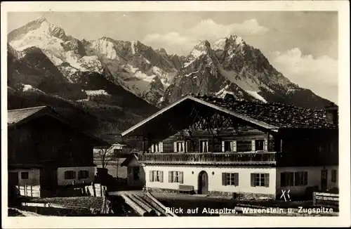 Ak Pfronten im Allgäu, Blick auf Alpspitze, Waxenstein und Zugspitze