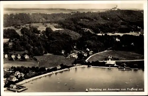 Ak Herrsching am Ammersee, Luftbild von Ort und Umgebung