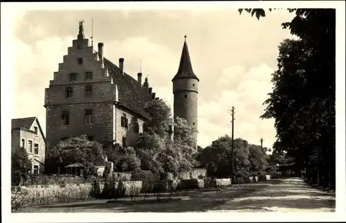 Ak Ochsenfurt am Main Unterfranken, Bezirksamt mit Nikolausturm