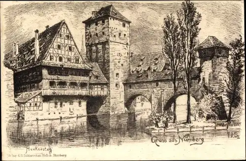 Künstler Ak Nürnberg in Mittelfranken Bayern, Henkersteg