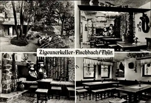 Ak Fischbach Schleusingen in Thüringen, Zigeunerkeller, Außenansicht, Innenansichten