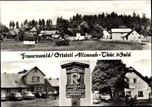 Ak Allzunah Frauenwald am Rennsteig Ilmenau Thüringen, Gasthaus, Höhenweg des Thüringer Waldes