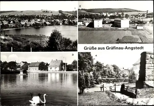 Ak Gräfinau Angstedt Ilmenau in Thüringen, Herrenteich, Ernst Thälmann Oberschule