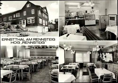 Ak Ernstthal am Rennsteig Lauscha in Thüringen, HOG Rennsteig, Außenansicht, Innenansichten