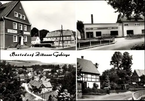 Ak Bertsdorf in der Oberlausitz, Teilansicht, Gasthof, Lebensmittelgeschäft