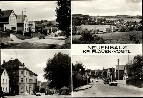 Ak Neuensalz im Vogtland, Panorama, Straßenpartien