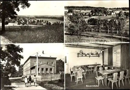 Ak Wernitzgrün Erlbach im Vogtland, Panorama, Gasthaus Zur Linde, Bauernstube