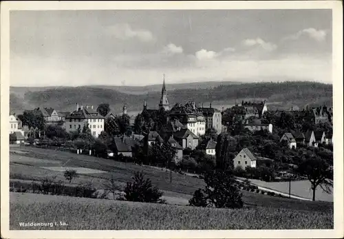 Ak Waldenburg in Sachsen, Panorama mit Kirchturm