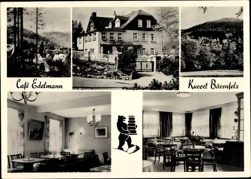 Ak Bärenfels Altenberg im Erzgebirge, Café Edelmann, Innenansichten, Bär mit Torte