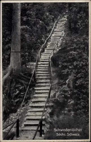 Ak Hohnstein Sächsische Schweiz, Schwedenlöcher