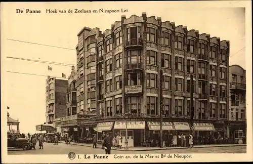 Ak La Panne De Panne Westflandern, Hoek van de Zeelaan en Nieupoort Lei