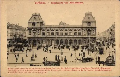 Ak Bruxelles Brüssel Belgien, Rogierplatz und Nordbahnhof