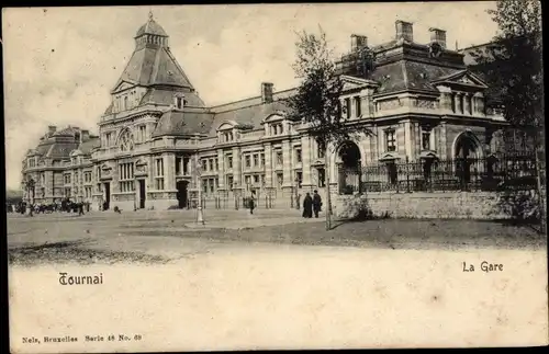 Ak Tournai Wallonien Hennegau, Gare, Bahnhof