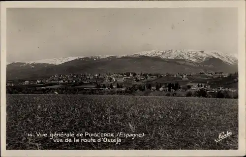 Ak Puigcerda Katalonien, Vista general, la route d'Osseja