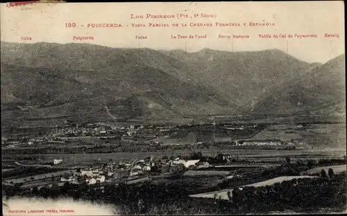 Ak Puigcerda Katalonien, Vista parcial de la Cerdana Espanola