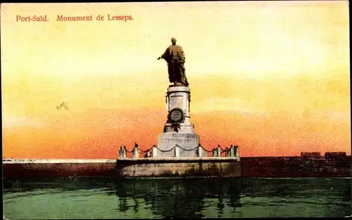 Ak Port Said Ägypten, Monument de Lesseps