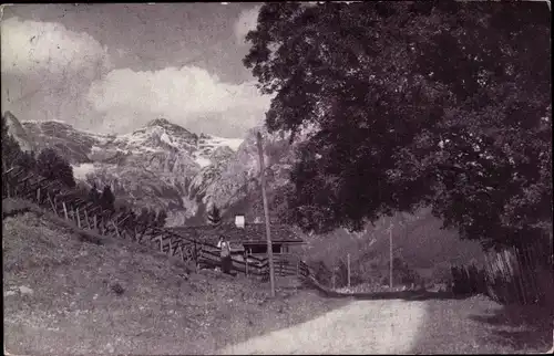 Ak Sankt Jakob in Haus am Pillersee Tirol, Wegpartie, Hütte