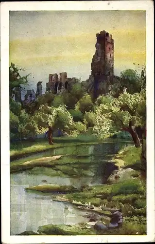 Künstler Ak Schmidt, O., Okoř Mittelböhmen, Burg Okoř, Ruine