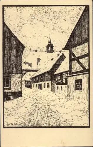 Künstler Ak Eiland, Erich, Hora Svaté Kateřiny Sankt Katharinaberg Reg. Aussig, Und es betet die Not