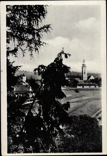 Ak Soběslav Sobieslau Südmähren, Teilansicht, Kirche