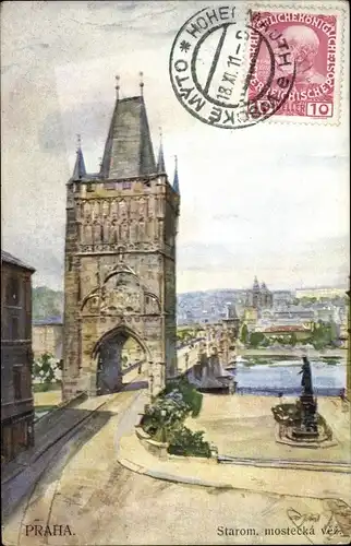 Künstler Ak Jedlicek, F. J., Praha Prag Tschechien, Altstädter Brückenturm