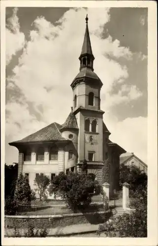 Ak Prelouc Pschelautsch Region Pardubice, evangelicky kostel
