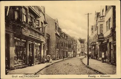 Ak Troisdorf an der Sieg, Faustgasse, Ecke Kölnerstraße, Handlung