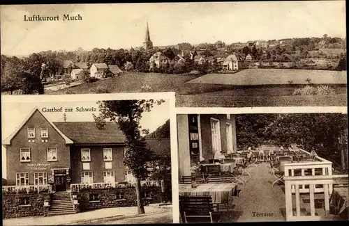 Ak Much Nordrhein Westfalen, Gasthof zur Schweiz, Blick auf den Ort