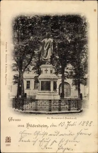 Ak Hildesheim in Niedersachsen, St. Bernward Denkmal