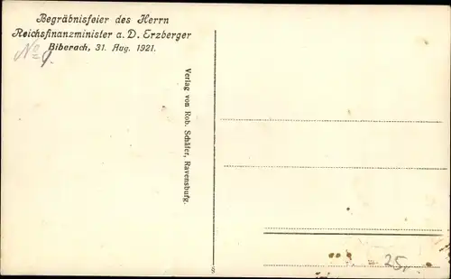 Foto Ak Biberach an der Riß, Begräbnisfeier Reichsfinanzminister a. D. Erzberger 1921, Geistliche